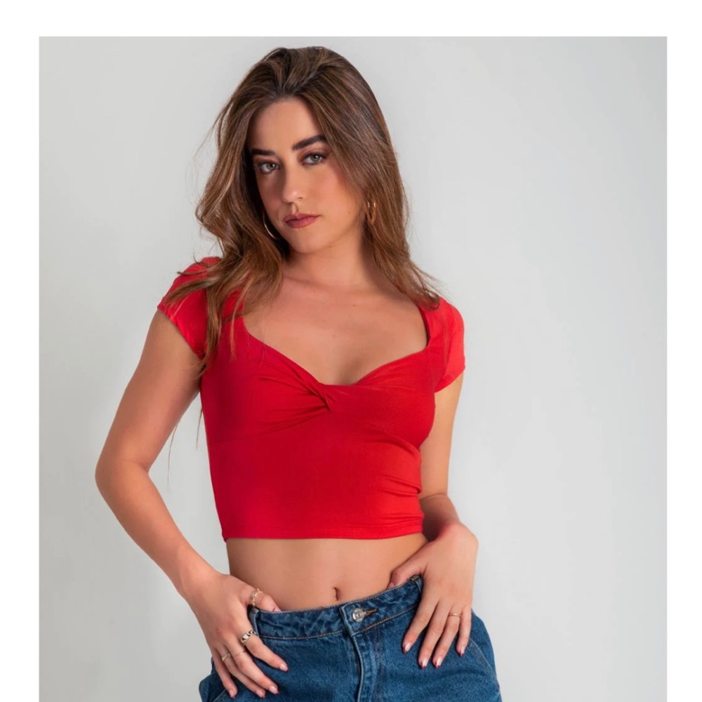 Light red V-neck t-shirt is new from a Mexican brand.